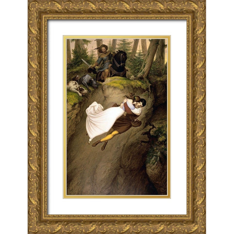 Leap from the Rock Gold Ornate Wood Framed Art Print with Double Matting by Von Carolsfeld, Julius Schnorr
