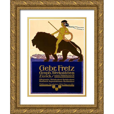 Gebr Fretz Gold Ornate Wood Framed Art Print with Double Matting by Moos, Carl