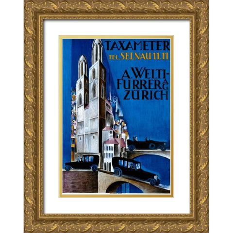 Taxameter A Welti-Furrer AG / Zurich Gold Ornate Wood Framed Art Print with Double Matting by Morach, Otto
