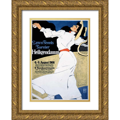 Lawn Tennis Tunier Gold Ornate Wood Framed Art Print with Double Matting by Erdt, Hans Rudi