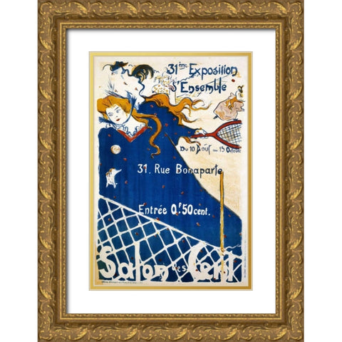 Salon des Cent Gold Ornate Wood Framed Art Print with Double Matting by Lobel, P.H.