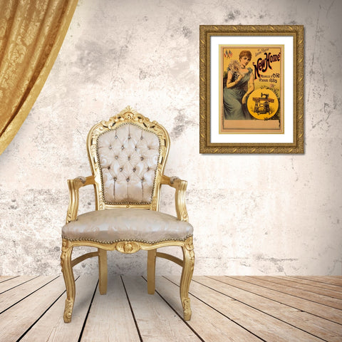 New Home Gold Ornate Wood Framed Art Print with Double Matting by Unknown