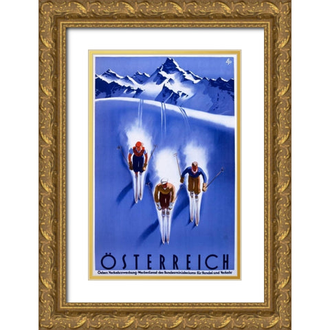 Ã–sterreich Gold Ornate Wood Framed Art Print with Double Matting by Unknown