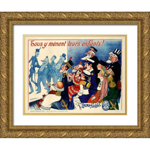Cinema Pathe Gold Ornate Wood Framed Art Print with Double Matting by Barrere, Adrien