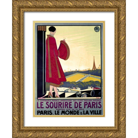 Le Sourire de Paris Gold Ornate Wood Framed Art Print with Double Matting by Becan Bernard