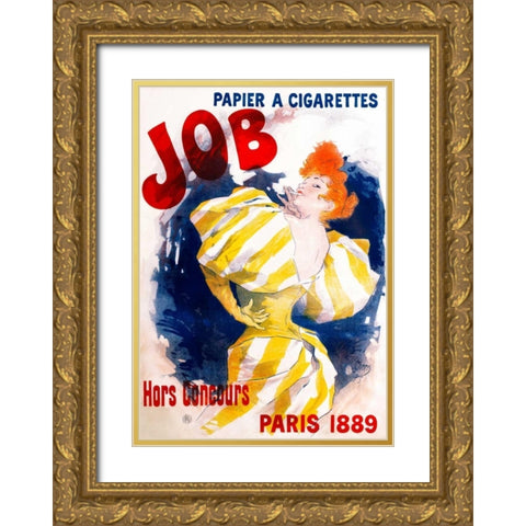 Job / Papier a Cigarettes Gold Ornate Wood Framed Art Print with Double Matting by Cheret, Jules