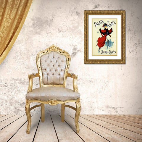 Palais de Glace Gold Ornate Wood Framed Art Print with Double Matting by Cheret, Jules