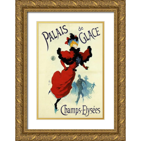 Palais de Glace Gold Ornate Wood Framed Art Print with Double Matting by Cheret, Jules