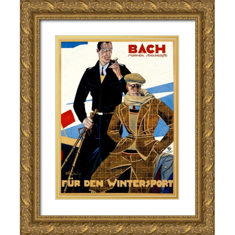 Bach / Fur den Wintersport Gold Ornate Wood Framed Art Print with Double Matting by Engelhard, Julius Ussy