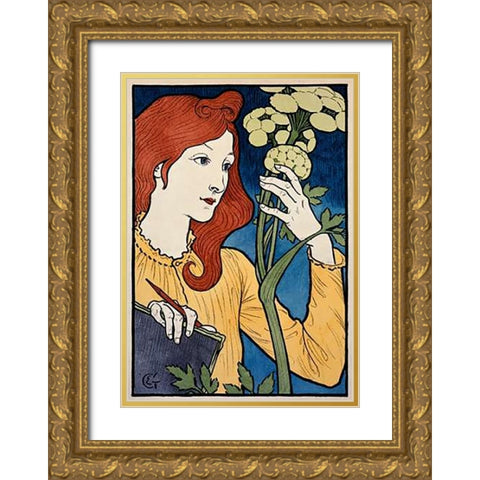 Salon des Cent / ExVintageition E Grasset Gold Ornate Wood Framed Art Print with Double Matting by Grasset, Eugene
