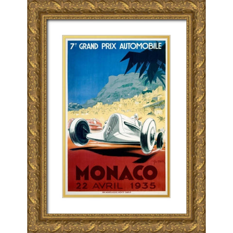 Monaco / 22 Avril 1935 Gold Ornate Wood Framed Art Print with Double Matting by Ham, Geo