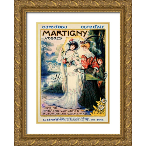 Martigny Gold Ornate Wood Framed Art Print with Double Matting by Metivet, Luc