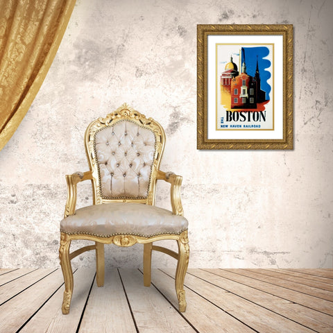 New Haven Railroad / Boston Gold Ornate Wood Framed Art Print with Double Matting by Nason, Ben