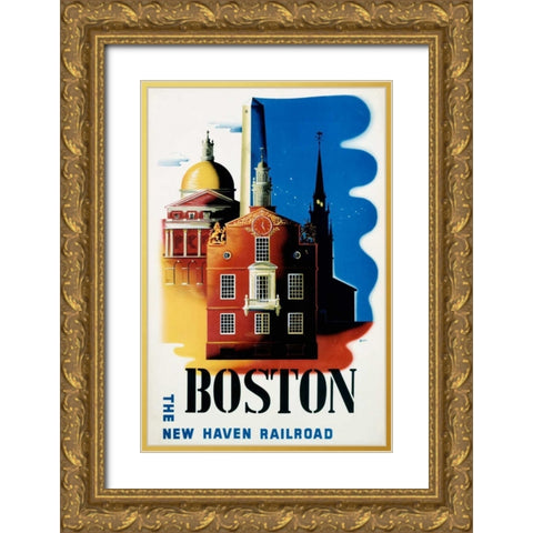 New Haven Railroad / Boston Gold Ornate Wood Framed Art Print with Double Matting by Nason, Ben