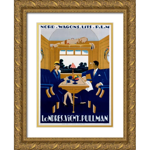Nord-Wagons Lits-PLM Gold Ornate Wood Framed Art Print with Double Matting by Naurac, Jean-Raoul