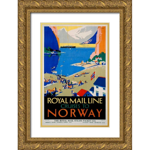 Royal Mail Cruises / Norway Gold Ornate Wood Framed Art Print with Double Matting by Padden, Daphne