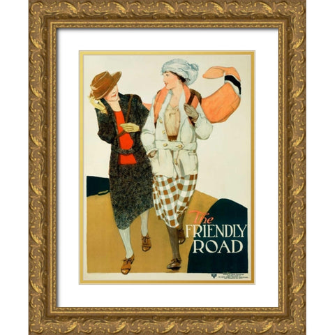 YWCA / The Friendly Road Gold Ornate Wood Framed Art Print with Double Matting by Parkhurst, Anita