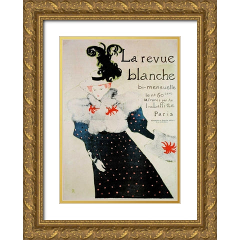 La Revue Blanche Gold Ornate Wood Framed Art Print with Double Matting by Toulouse-Lautrec, Henri