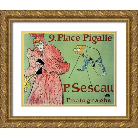 Caudieux Gold Ornate Wood Framed Art Print with Double Matting by Toulouse-Lautrec, Henri