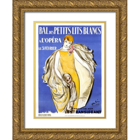 Bal des Petits Lits Blancs Gold Ornate Wood Framed Art Print with Double Matting by Vertes, Marcel