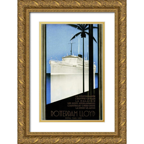 Rotterdam Lloyd Gold Ornate Wood Framed Art Print with Double Matting by Von Stein, Johann