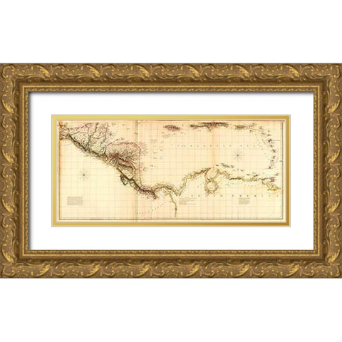 West Indies II, 1810 Gold Ornate Wood Framed Art Print with Double Matting by Arrowsmith, Aaron