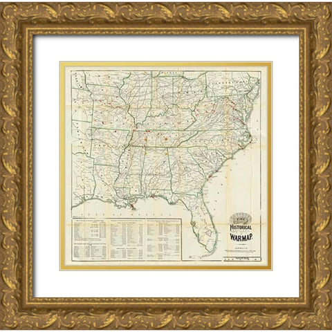 The United States Historical War Map, 1862 Gold Ornate Wood Framed Art Print with Double Matting by Asher and Company