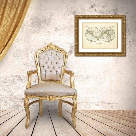 Darstellung Der Isodynamischen Linien, 1839 Gold Ornate Wood Framed Art Print with Double Matting by Berghaus, Heinrich