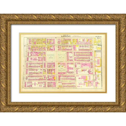 Boston - Wards 9, 12, 1895 Gold Ornate Wood Framed Art Print with Double Matting by Bromley, George Washington