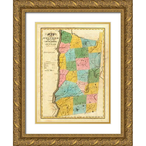 New York - Dutchess, Putnam counties, 1829 Gold Ornate Wood Framed Art Print with Double Matting by Burr, David