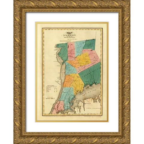New York - Westchester County, 1829 Gold Ornate Wood Framed Art Print with Double Matting by Burr, David