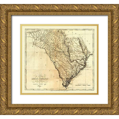 State of South Carolina, 1795 Gold Ornate Wood Framed Art Print with Double Matting by Carey, Mathew