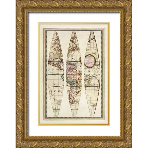 Globo Terrestre I, 1792 Gold Ornate Wood Framed Art Print with Double Matting by Cassini, Giovanni Maria