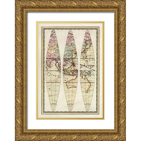Globo Terrestre III, 1792 Gold Ornate Wood Framed Art Print with Double Matting by Cassini, Giovanni Maria