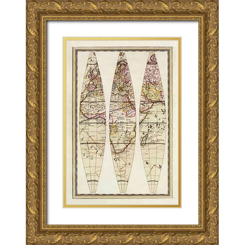 Globo Terrestre IV, 1792 Gold Ornate Wood Framed Art Print with Double Matting by Cassini, Giovanni Maria