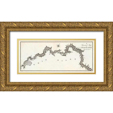 A General Map of the River Ohio, Plate 3, 1796 Gold Ornate Wood Framed Art Print with Double Matting by Collot, George Henri Victor