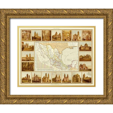 Carta Eclesiastica, 1885 Gold Ornate Wood Framed Art Print with Double Matting by Cubas, Antonio Garcia