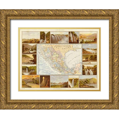 Carta Hydrografica, 1885 Gold Ornate Wood Framed Art Print with Double Matting by Cubas, Antonio Garcia