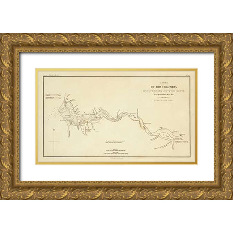 Columbia River, Oregon, Washington, 1844 Gold Ornate Wood Framed Art Print with Double Matting by De Mofras, Eugene Duflot