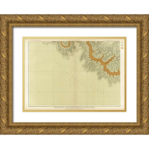 Grand Canyon - Geologic Map of The Southern Part of The Kaibab Plateau (Part III. South-Western Shee Gold Ornate Wood Framed Art Print with Double Matting by Dutton, Clarence