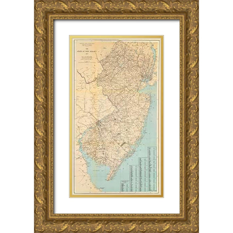The State of New Jersey, 1878 Gold Ornate Wood Framed Art Print with Double Matting by Geological Survey of New Jersey