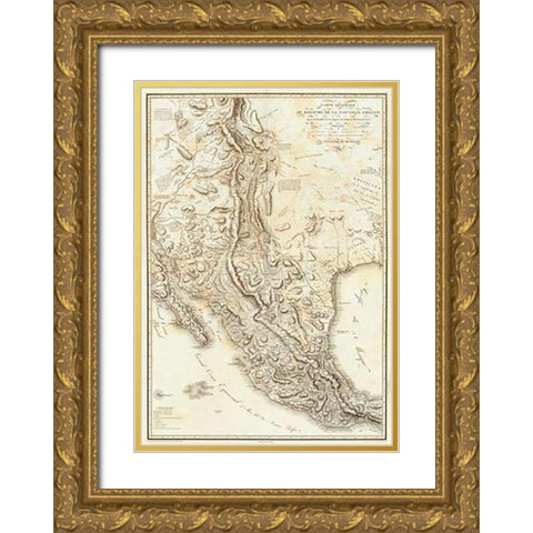 ComVintageite: Nouvelle Espagne, 1809 Gold Ornate Wood Framed Art Print with Double Matting by Von Humboldt, Alexander