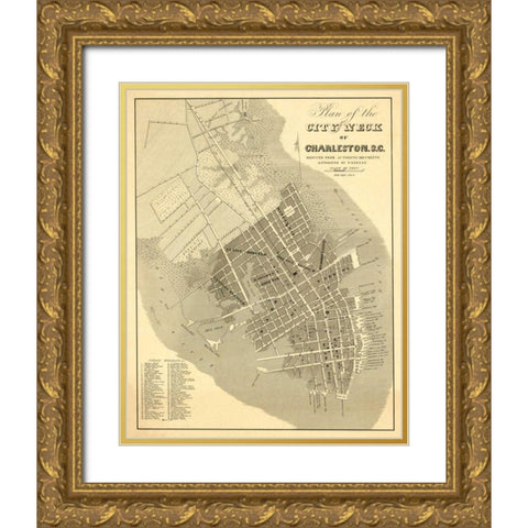Charleston, South Carolina, 1844 Gold Ornate Wood Framed Art Print with Double Matting by Keenan, William