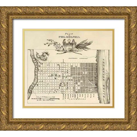 Philadelphia, 1824 Gold Ornate Wood Framed Art Print with Double Matting by Klinckowstrom, Axel Leonhard
