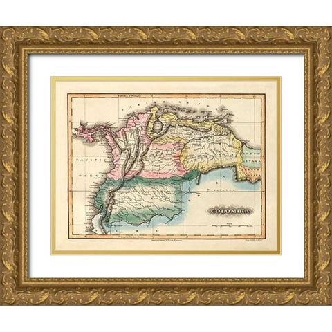 Colombia, 1823 Gold Ornate Wood Framed Art Print with Double Matting by Lucas, Fielding