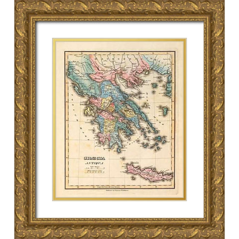 Graecia Antiqua, 1823 Gold Ornate Wood Framed Art Print with Double Matting by Lucas, Fielding