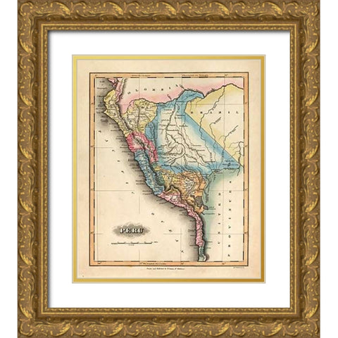 Peru, 1823 Gold Ornate Wood Framed Art Print with Double Matting by Lucas, Fielding