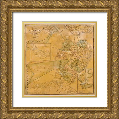 Boston, 1835 Gold Ornate Wood Framed Art Print with Double Matting by Smith, George G.