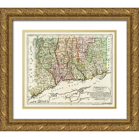 Connecticut, 1796 Gold Ornate Wood Framed Art Print with Double Matting by Sotzmann, Daniel Friedrich