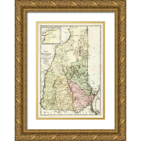 New Hampshire, 1796 Gold Ornate Wood Framed Art Print with Double Matting by Sotzmann, Daniel Friedrich